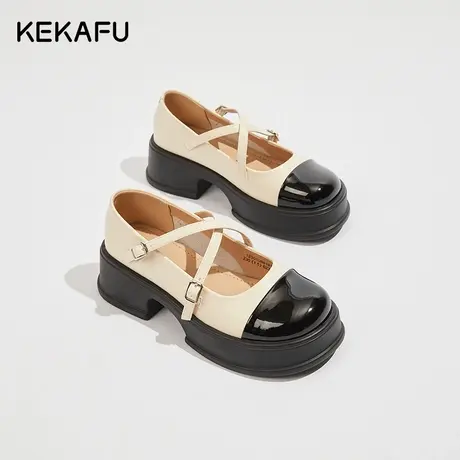 珂卡芙厚底法式玛丽珍鞋女2023新款秋季小皮鞋粗跟仙女鞋温柔单鞋图片