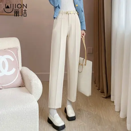 丽洁女裤加厚西装裤女冬新款直筒裤咖色西裤休闲长裤通勤烟管裤子图片