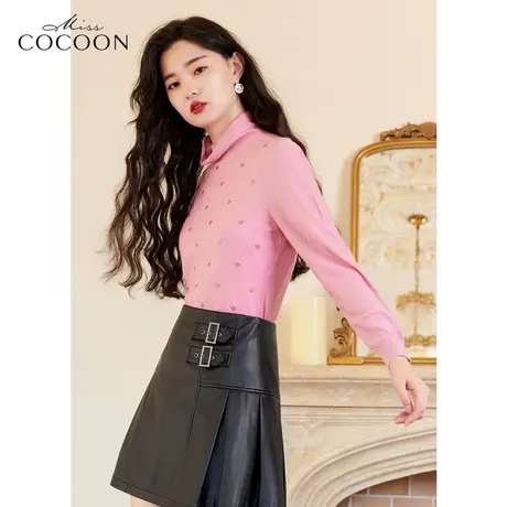 missCOCOON粉色高领羊毛上衣女2023新款春显瘦内搭打底针织衫上衣商品大图
