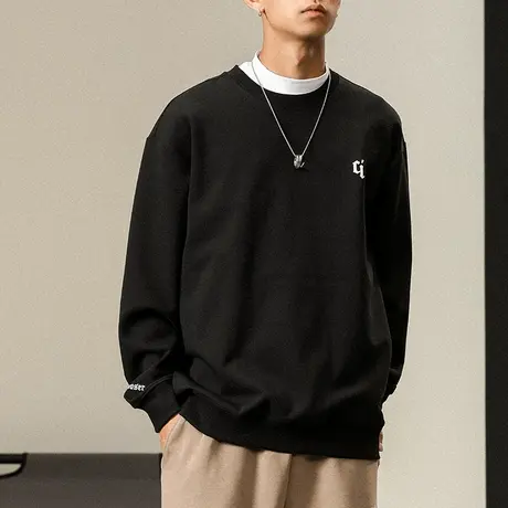 时尚潮流青少年卫衣简约长袖圆领卫衣韩版休闲秋季男装百搭卫衣图片