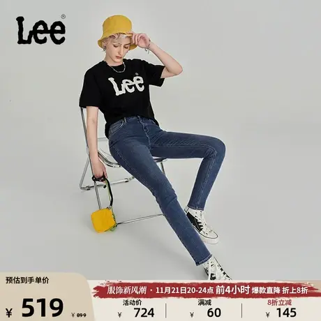 Lee商场同款23秋冬新品433修身窄脚中蓝女牛仔裤LWB100433100-066商品大图