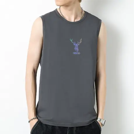 莫代尔棉背心男士夏季外穿健身运动坎肩冰丝速干凉感宽肩无袖t恤商品大图