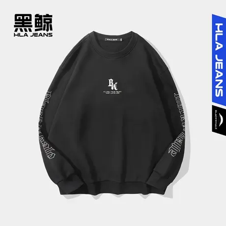 黑鲸HLAJEANS海澜之家旗下潮牌字母印花圆领卫衣长袖宽松休闲上衣图片