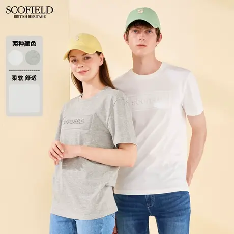 直播间专享SCOFIELD 男T恤夏季潮流印花T恤衫长绒棉圆领短袖商品大图