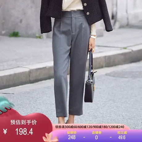 休闲小直筒西装裤2023春季新款时尚高腰职业裤百搭气质九分裤显瘦商品大图