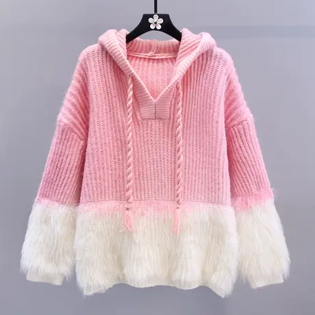 慵懒风连帽毛衣外套女秋冬2023新款宽松外穿时尚小个子减龄针织衫商品大图