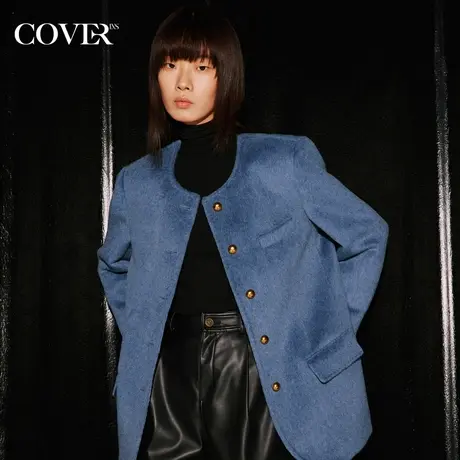 COVER冬季柔软轻薄羊驼毛毛呢外套图片