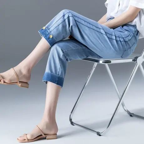 八分直筒牛仔裤女夏薄款2024年新款九分裤小个子七分裤夏季烟管裤图片