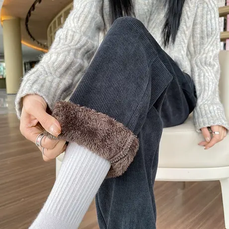 雪尼尔加绒加厚哈伦卫裤女冬季新款大码胖MM高腰小个子休闲哈伦裤图片