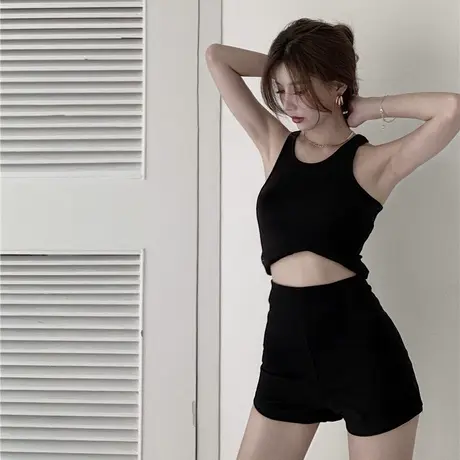 黑色紧身裤子女秋冬外穿高腰显瘦超短裤包臀阔腿裤热裤打底休闲裤商品大图