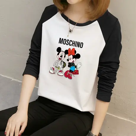 纯棉长袖t恤女外穿上衣打底衫早春内搭2022年新款韩版印花小衫潮图片