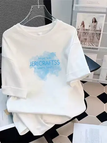 美式复古正肩短袖T恤女夏ins潮港味chic宽松显瘦半袖体恤上衣服商品大图