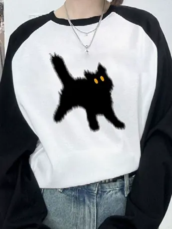 春秋装仿棉长袖t恤女2023新款爆款冬季内搭打底衫撞色插肩袖上衣商品大图