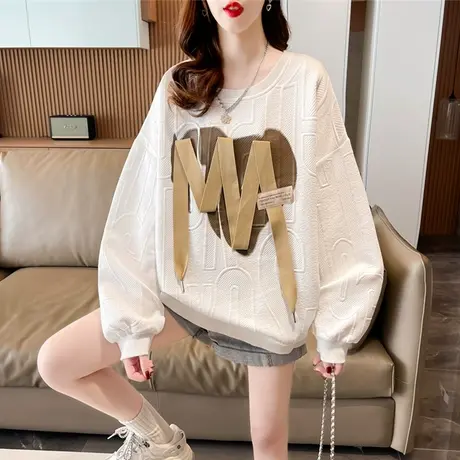 设计感小众卫衣女春秋韩版宽松薄款小个子学生百搭华夫格上衣外套图片