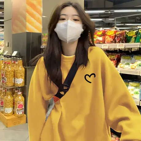 美式街头情侣装卫衣oversize宽松慵懒风冬季加绒ins潮休闲上衣女商品大图