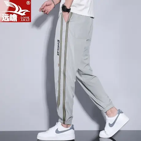 冰丝裤子男夏季薄款哈伦休闲裤潮牌宽松九分裤男士运动工装束脚裤商品大图