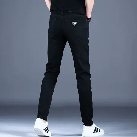 男士黑色牛仔裤男款秋冬薄款裤子2023年爆款夏天休闲男裤修身小脚商品大图