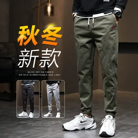 2024新款休闲裤男宽松工装裤男士加绒加厚纯棉裤子秋冬款冬季冬装商品大图