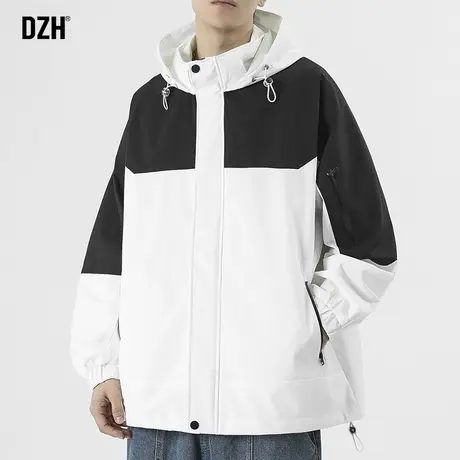 男生撞色连帽外套男潮流百搭秋季休闲运动夹克插肩上衣2023年新款商品大图