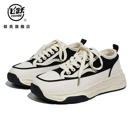 飞跃女鞋2023年春季新款百搭厚底增高休闲帆布鞋女鞋子女款布鞋商品大图