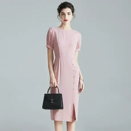 【1件7.9折】女装新品夏季百搭打底裙时尚流行收腰显瘦短袖连衣裙图片