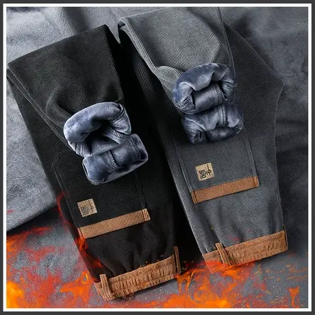 加绒加厚运动休闲长裤男士防风抗寒冬季卫裤2023新款男裤子秋冬款商品大图