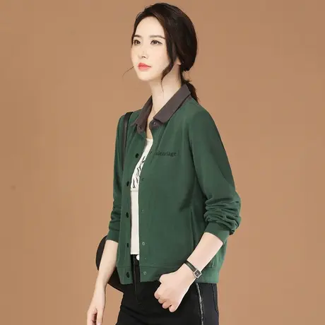 韩潮袭人polo领刺绣短外套女2023秋新款卫衣开衫短款棒球服夹克薄图片