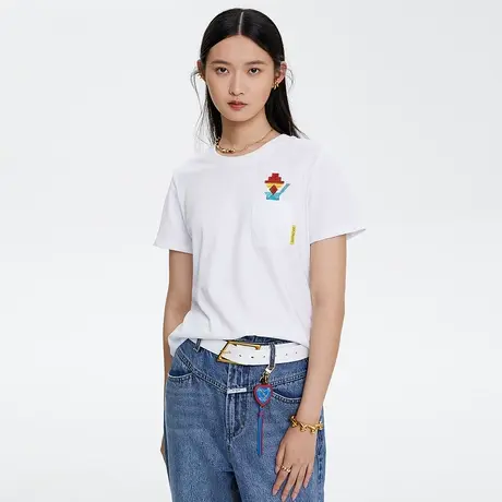 LANCY/朗姿女士T恤春夏时尚通勤圆领百搭短袖同款专柜正品图片
