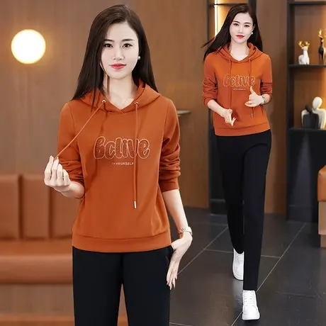 连帽卫衣套装女春秋2024年新款洋气减龄直筒裤休闲运动服两件套潮图片