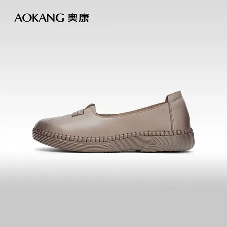 【门店发货】奥康女鞋 2024春季新款百搭黑色真皮女士单鞋妈妈鞋图片