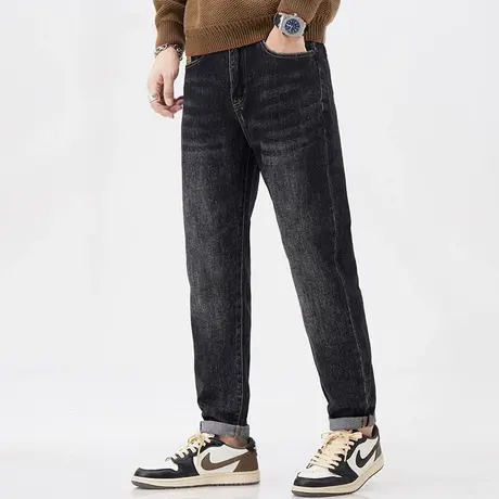 牛仔长裤男牛仔裤子秋冬款微哈小脚休闲牛仔裤百搭宽松男款牛仔裤商品大图