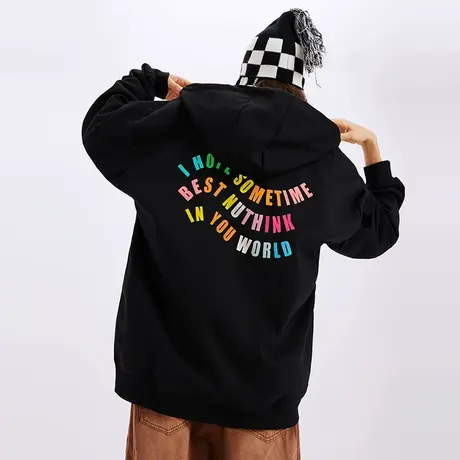 Nuthink美式刺绣字母开衫卫衣男国潮宽松大码潮牌潮流外套冬季季商品大图