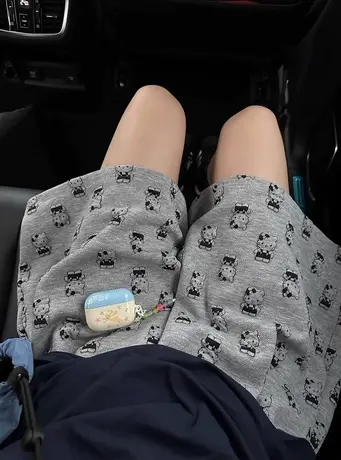 港风chic运动短裤女夏季2023新款小个子阔腿裤高腰宽松休闲五分裤图片