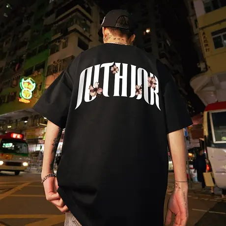 Nuthink美式复古字母T恤男潮美潮潮牌情侣短袖大码宽松半袖上衣商品大图