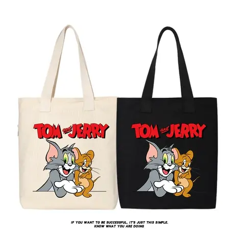 猫和老鼠新款汤姆猫杰瑞周边帆布包单肩斜挎手提包托特包购物包袋商品大图