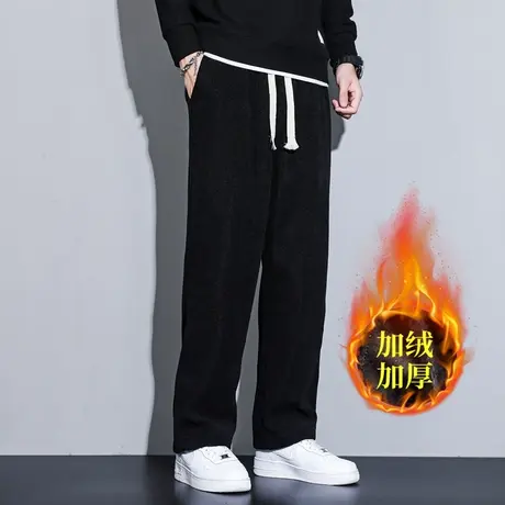 灯芯绒休闲裤子男秋冬季国潮加绒保暖卫裤潮牌男百搭直筒运动长裤商品大图