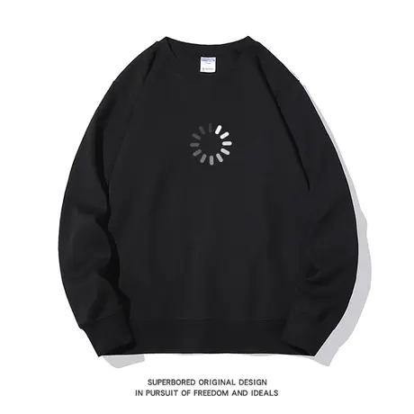 秋季美式休闲趣味简约图标印花卫衣男学生圆领套头宽松休闲上衣图片