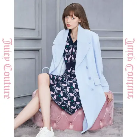 Juicy Couture橘滋女装新款灵感竖条纹绣花女式大衣商品大图