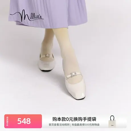 妙丽温柔风晚晚鞋春季新款法式浅口漆皮牛皮玛丽珍女单鞋LAA05CQ3商品大图