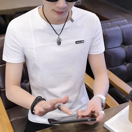 2023新款男士短袖t恤青年半截袖个性韩版潮流夏季男装修身上衣服商品大图