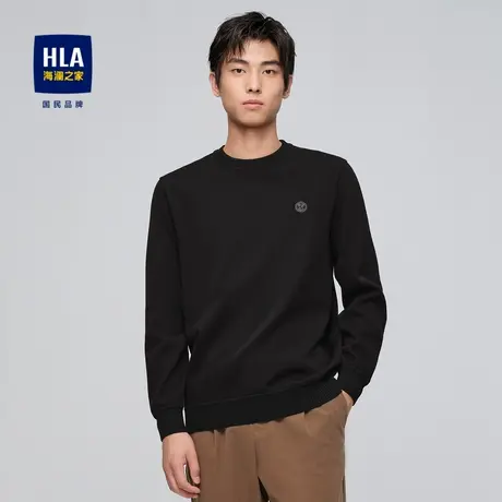 HLA/海澜之家智慧绒保暖针织衫2023秋冬新款圆领远红外加厚毛衣男商品大图