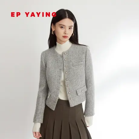 [绵羊毛]EP雅莹女装 桑蚕丝里料小香风优雅外套 2023秋冬新款1261图片