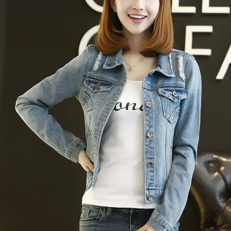 牛仔外套女春秋短款韩版修身显瘦学生长袖新款牛仔服上衣65商品大图