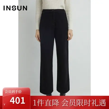 恩裳2022冬季舒适保暖灯芯绒显瘦百搭棉质阔腿休闲裤商品大图