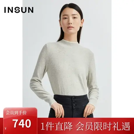 恩裳商场同款冬季时尚经典色点点缀修身舒适圆领毛针织衫商品大图