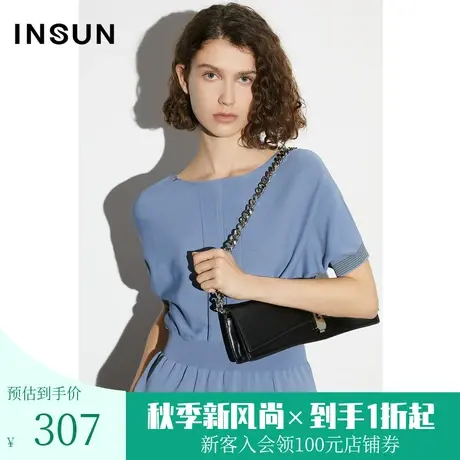 恩裳COVER2023春夏新款柔软亲肤弹力针织衫收腰设计小衫短袖上衣商品大图