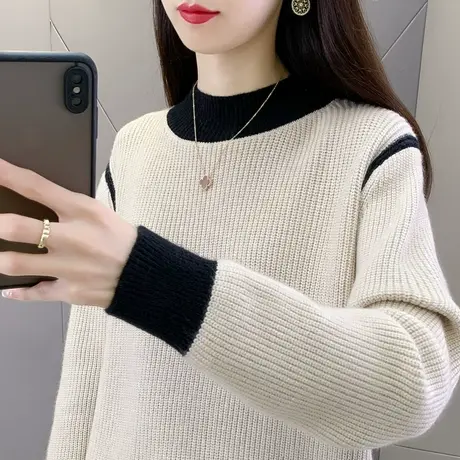 半高领毛衣女宽松外穿套头加厚内搭长袖针织打底衫洋气百搭爆款女图片
