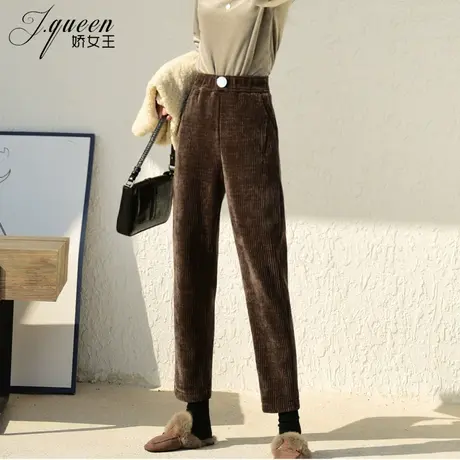 灯芯绒哈伦裤女高腰加厚冬季新款宽松显瘦复古条绒九分小脚萝卜裤商品大图