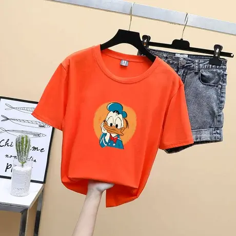 短袖T恤女衫土热天丅血裇上衣学生短版高弹力裇小矮个子圆领短装商品大图