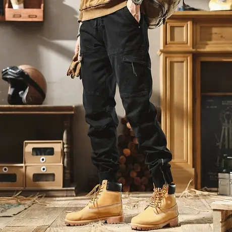 裤子男款潮牌哈伦束脚休闲裤男士ins百搭宽松痞帅束脚工装休闲裤商品大图